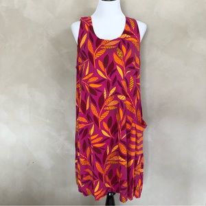 Gudrun Sjoden Pink and Orange Leaf Print Dress